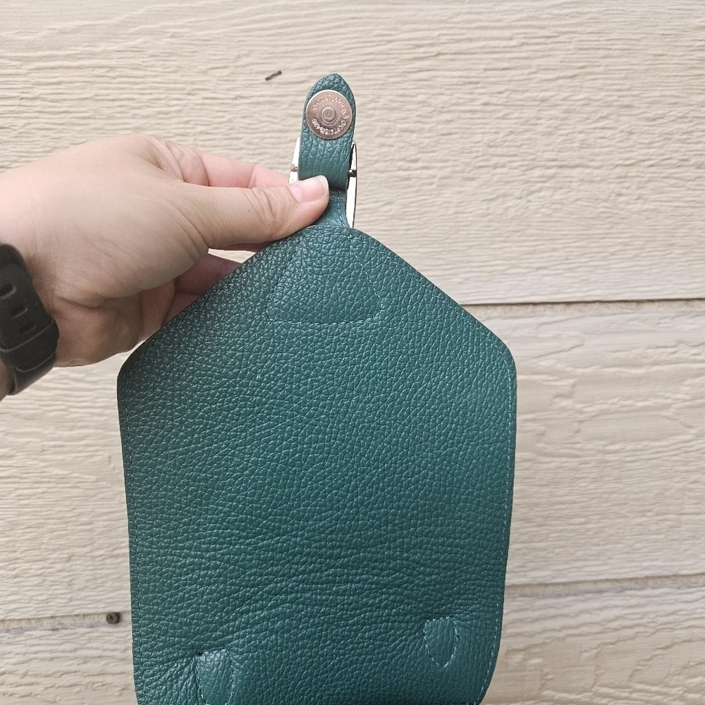 green genuine leather mini backpack made in Italy